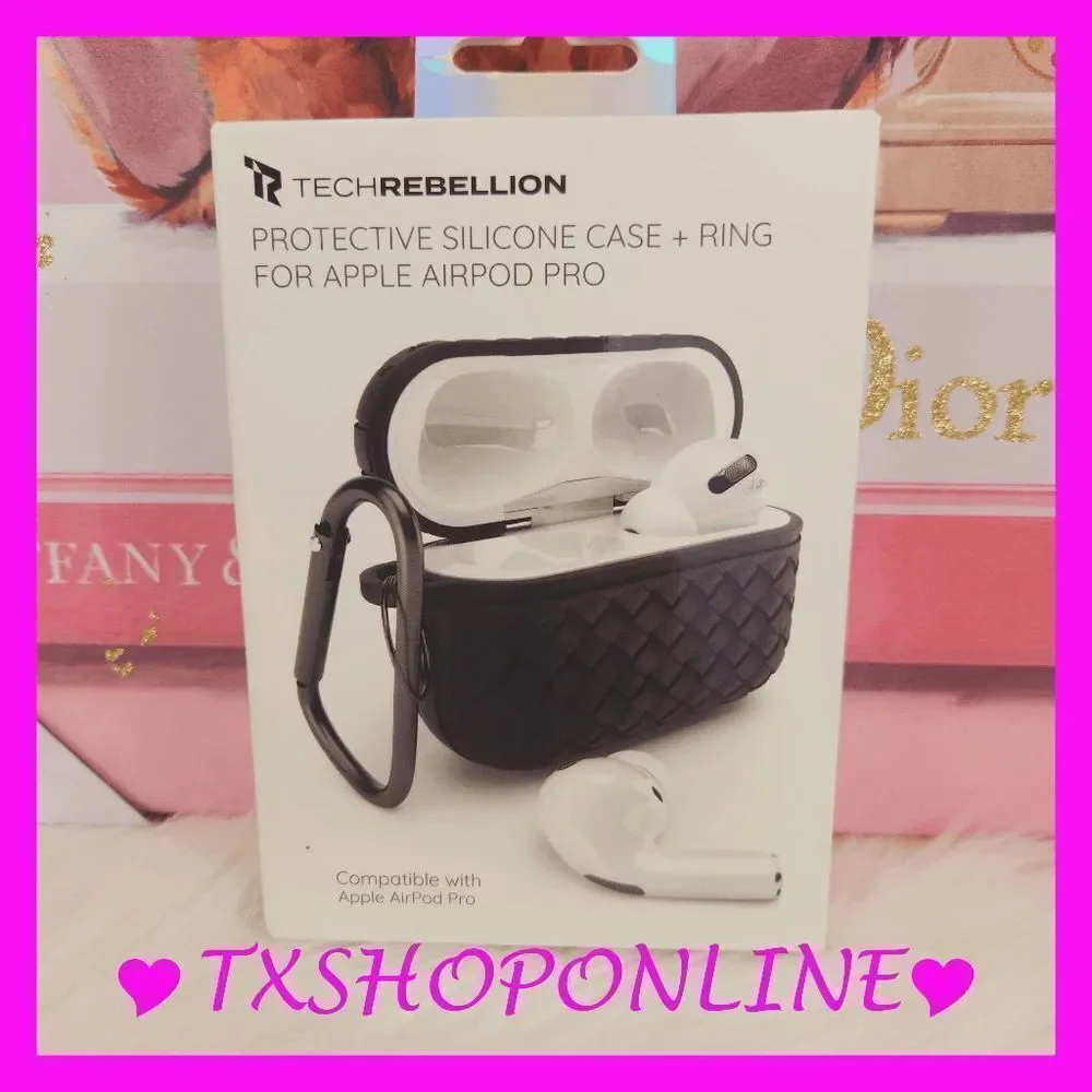 💕🎵 {TECHREBELLION PROTECTIVE} Silicone case + ring for APPLE AirPod PRO🎵💕